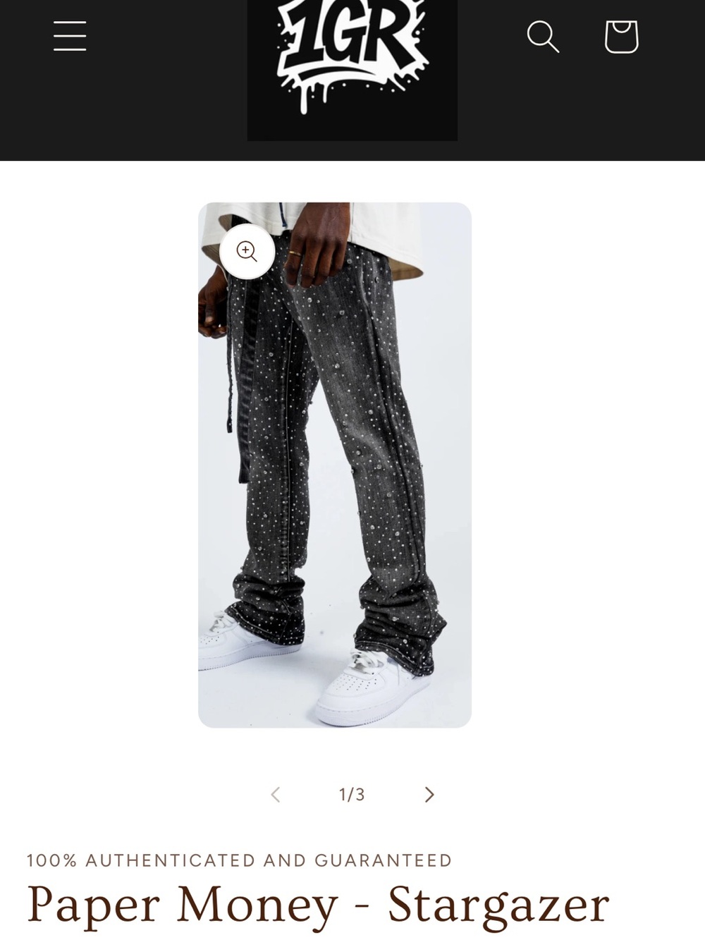 Paper Money Stargazer Relaxed Jeans in Black with Star Speckle